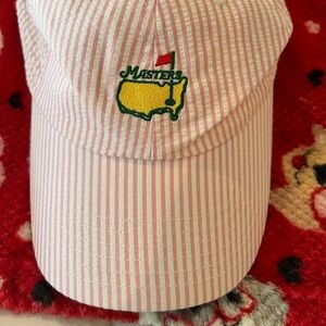 ⛳️ Masters Women Hat.Pink&white stripe. Masters Logo front of hat. 100% cotton.